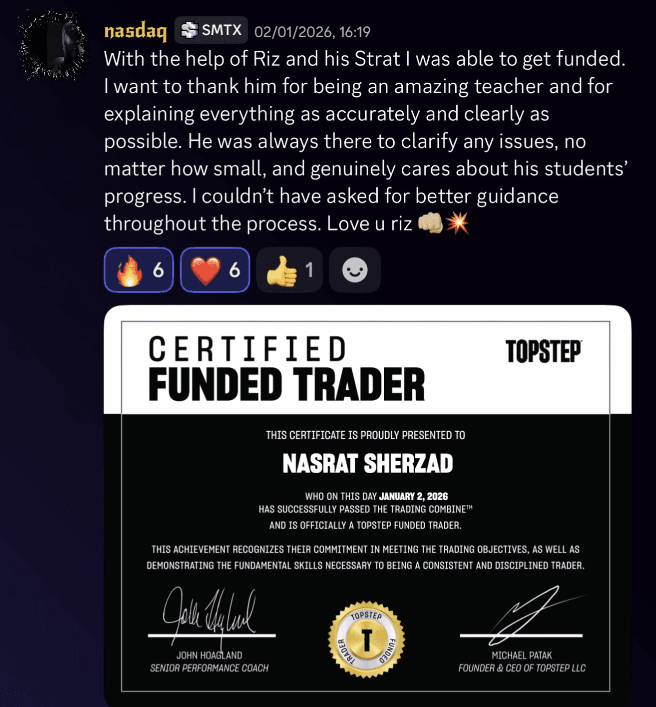 RizFX student result 8